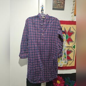 Vintage Collection by Leevalley Ireland Plaid Button-Up Tunic Pajamas M